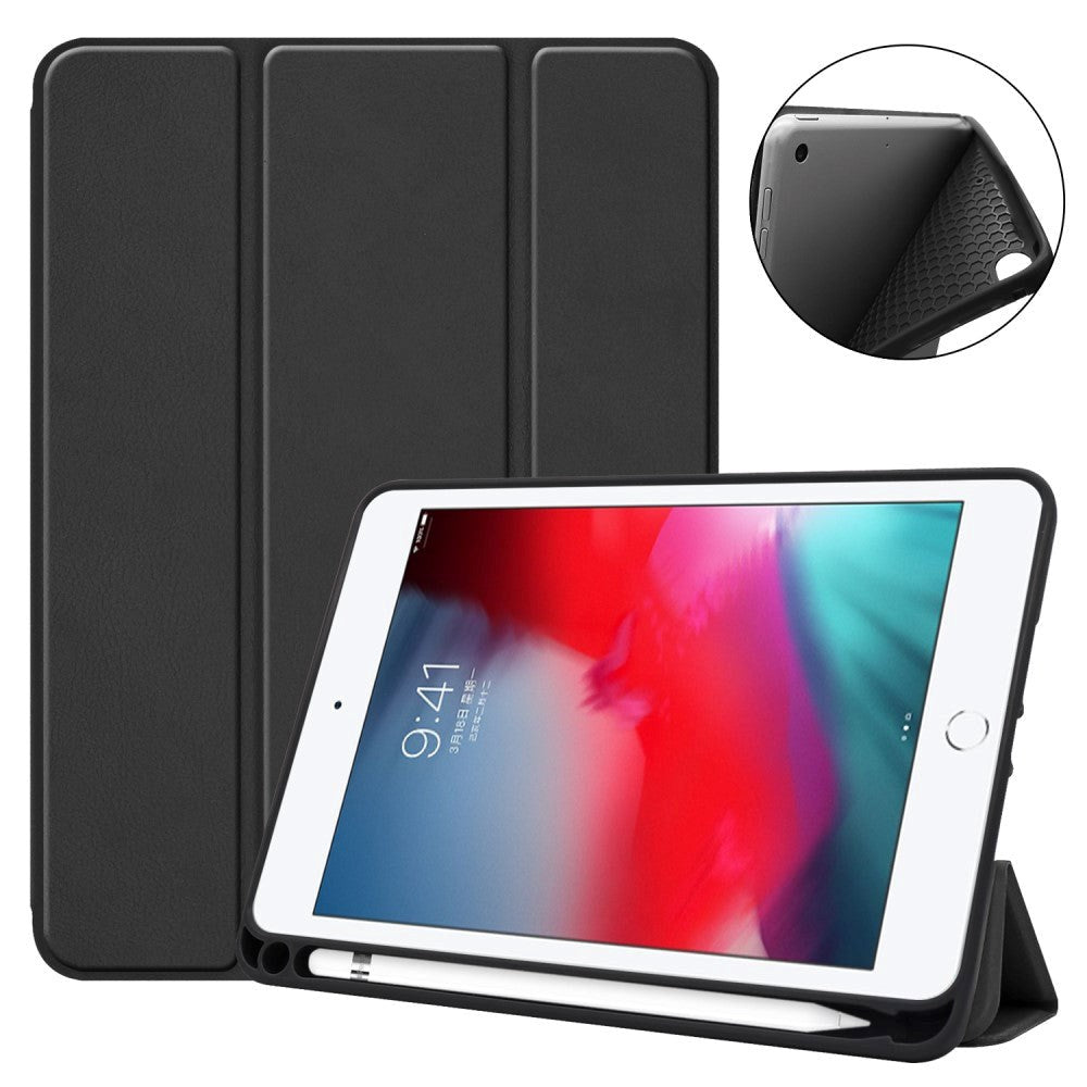 iPad Mini 2019 Flip Cover m. Stativ &amp; Stylus Penneholder - Svart