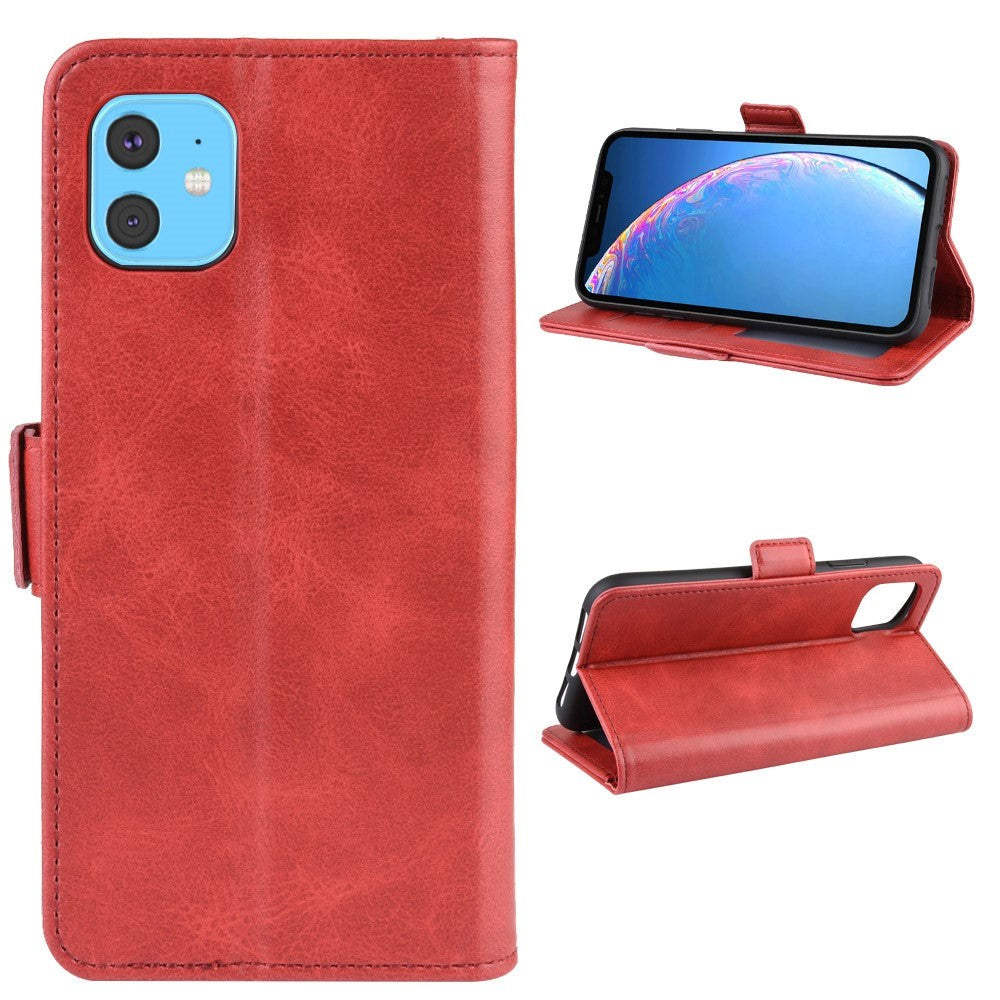 iPhone 11 Leather Flip Cover m. Lommebok - Rød