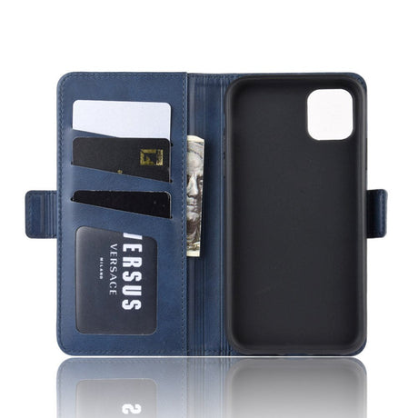 iPhone 11 Leather Flip Cover m. Lommebok - Blå