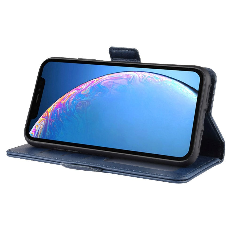 iPhone 11 Læder Flip Cover m. Pung - Blå