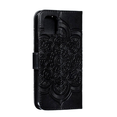 Apple iPhone 11 Leather Flip Cover - Mandala Mønster Svart