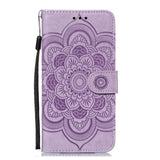 Apple iPhone 11 Læder Flip Cover - Mandala Mønster Lilla