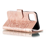 iPhone 11 Pro Leather Flip Cover m. Lommebok - Rose Gold Flower