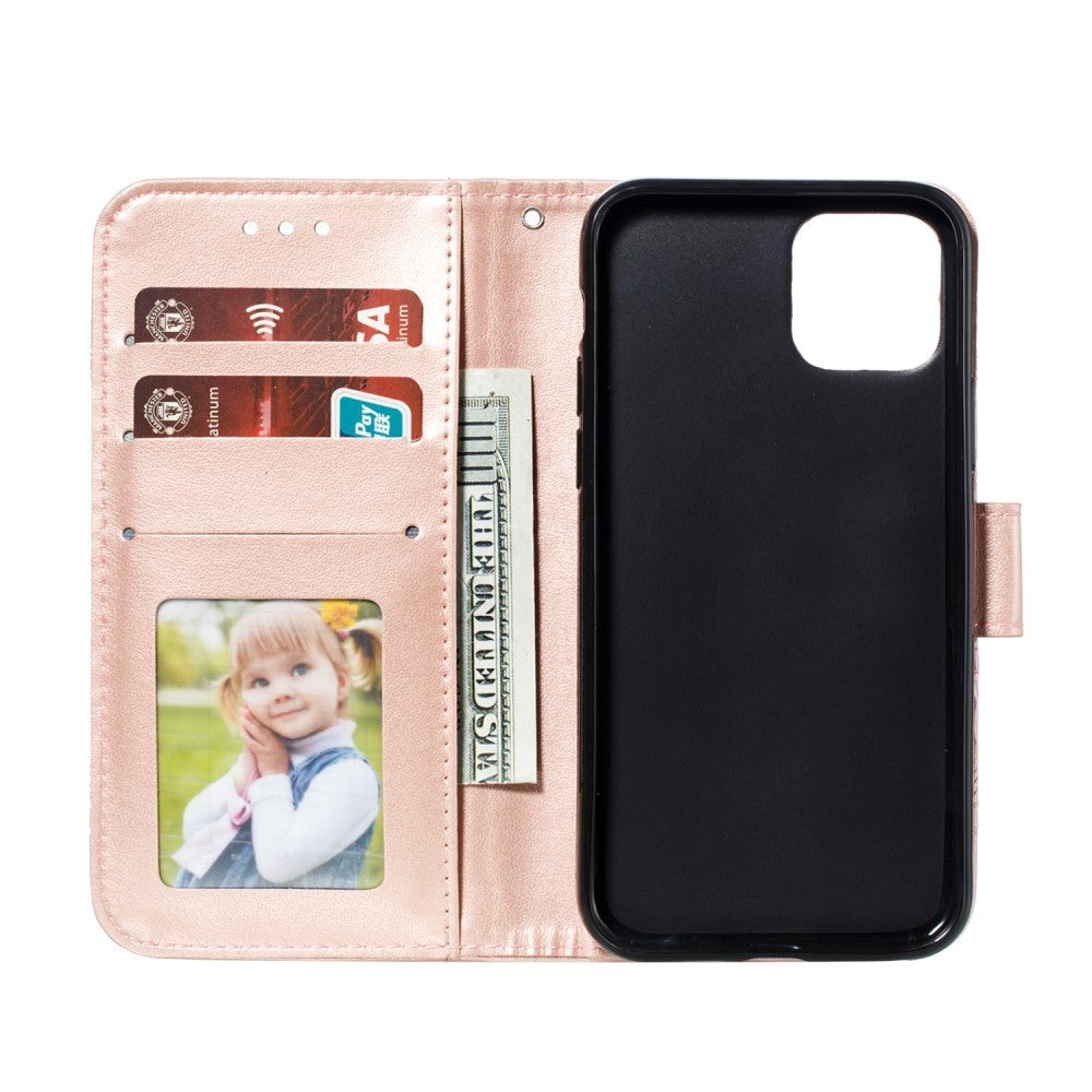 iPhone 11 Pro Leather Flip Cover m. Lommebok - Rose Gold Flower