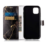 iPhone 11 Leather Flip Cover m. Lommebok og trykk - Svart