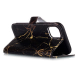 iPhone 11 Leather Flip Cover m. Lommebok og trykk - Svart