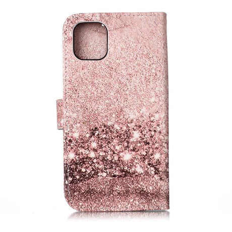 iPhone 11 Leather Flip Cover m. Lommebok og trykk - Rose gull
