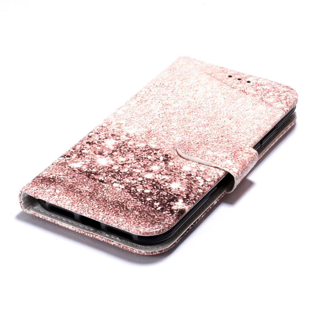 iPhone 11 Leather Flip Cover m. Lommebok og trykk - Rose gull
