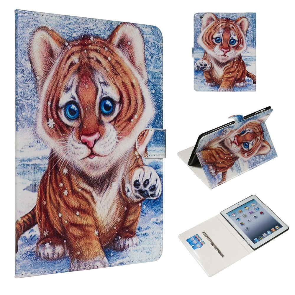 iPad 2/3/4 Læder Flipcover m. Stand - Tigerunge
