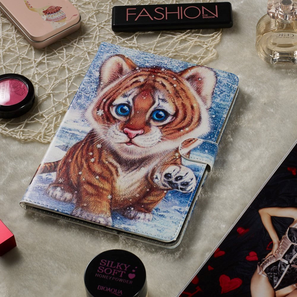 iPad 2/3/4 Læder Flipcover m. Stand - Tigerunge