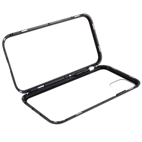 iPhone 11 Pro Max magnetisk metallramme m. Bakside i glass - Svart