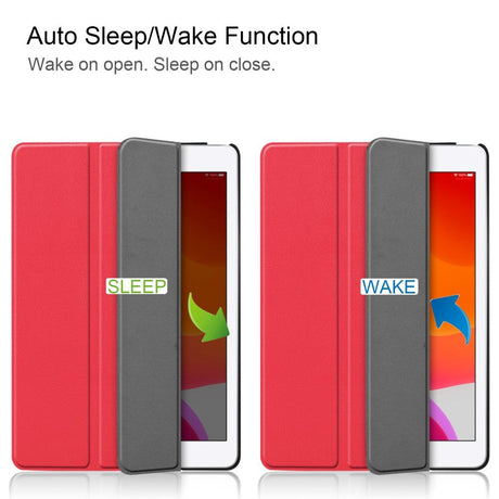 Apple iPad 10,2" (2021 / 2020 / 2019) Flip-deksel i skinn med stativ - rød