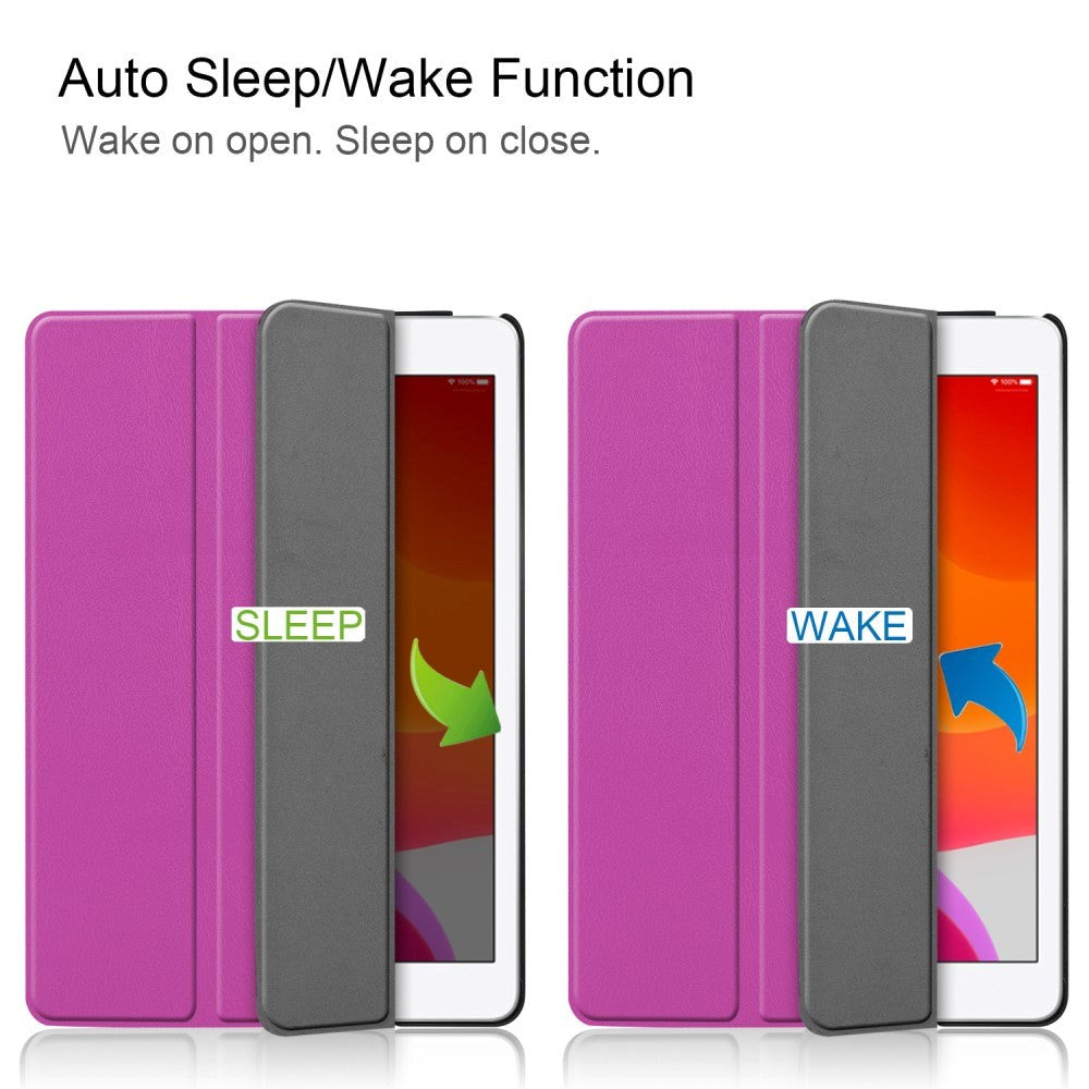 Apple iPad 10,2" (2021 / 2020 / 2019) Flip-deksel i skinn med stativ - lilla