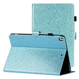 iPad 10,2" (2021 / 2020 / 2019) Glitterdeksel med Flip Stand &amp; Kortholder - Glitter Blue