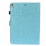 iPad 10,2" (2021 / 2020 / 2019) Glitterdeksel med Flip Stand &amp; Kortholder - Glitter Blue