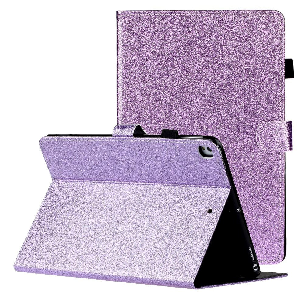 iPad 10,2" (2021 / 2020 / 2019) Glitterdeksel med flipstativ og kortholder - Glitter Lilla