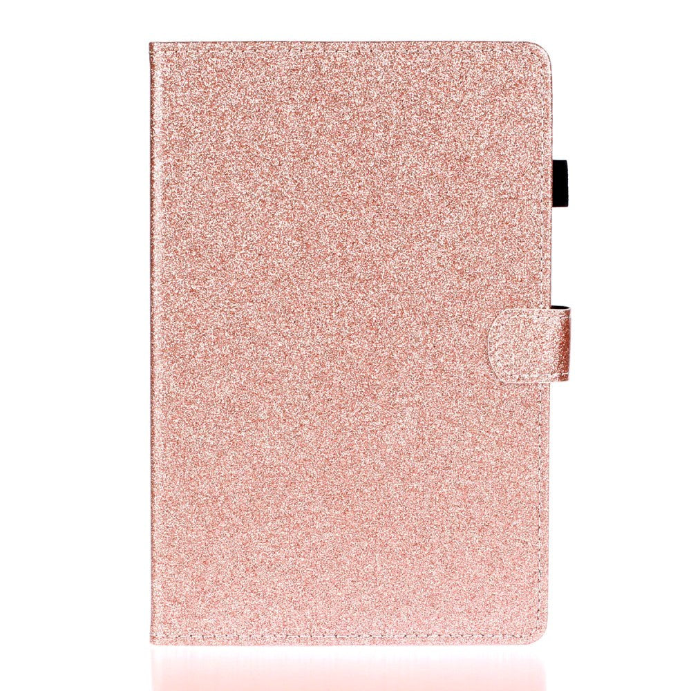 iPad 10,2" (2021 / 2020 / 2019) Glitterdeksel med flipstativ og kortholder - Glitter Rose Gold