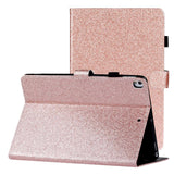 iPad 10,2" (2021 / 2020 / 2019) Glitterdeksel med flipstativ og kortholder - Glitter Rose Gold