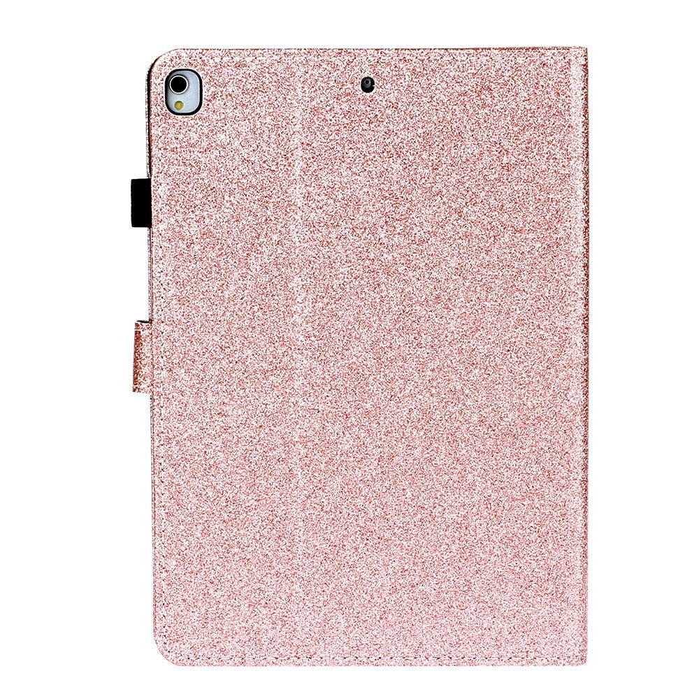 iPad 10,2" (2021 / 2020 / 2019) Glitterdeksel med flipstativ og kortholder - Glitter Rose Gold