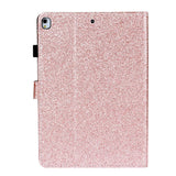 iPad 10,2" (2021 / 2020 / 2019) Glitterdeksel med flipstativ og kortholder - Glitter Rose Gold
