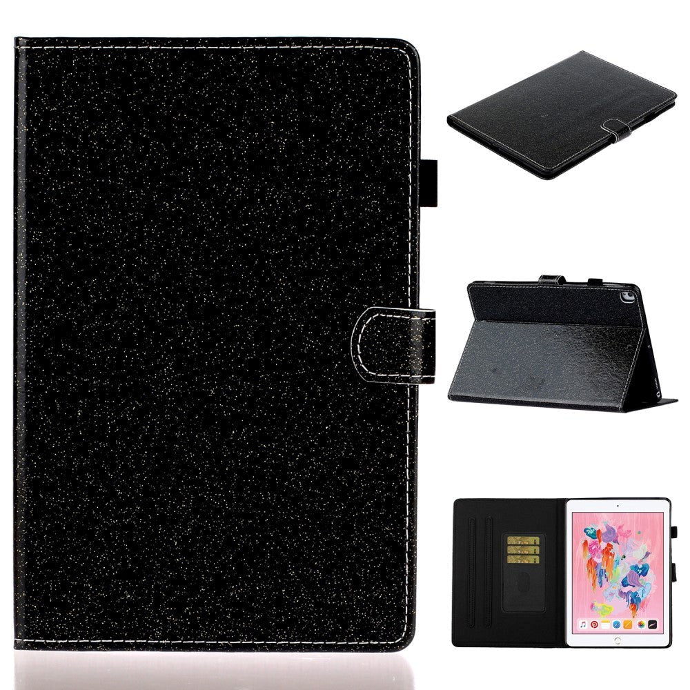 iPad 10,2" (2021 / 2020 / 2019) Glitterdeksel med flipstativ og kortholder - Glitter Black