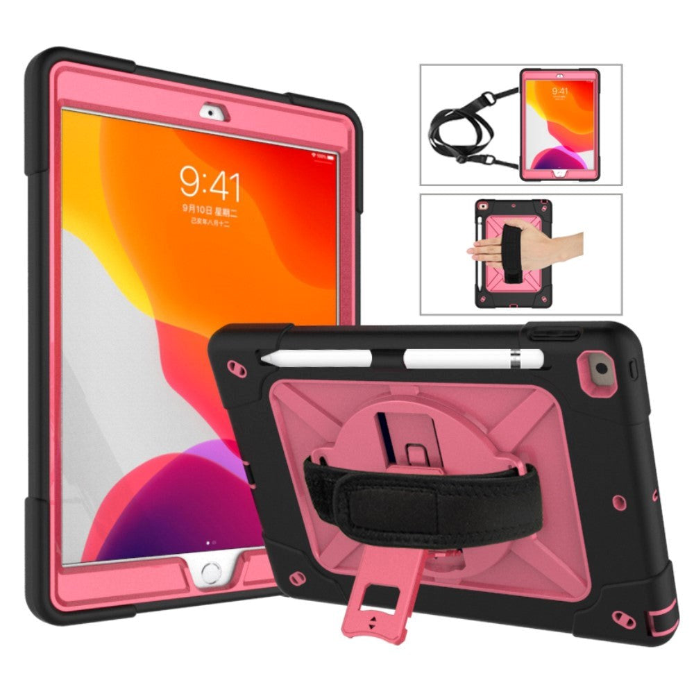iPad 10,2" (2021 / 2020 / 2019) Craftsman Cover med håndholder og skulderstropp - svart / rosa