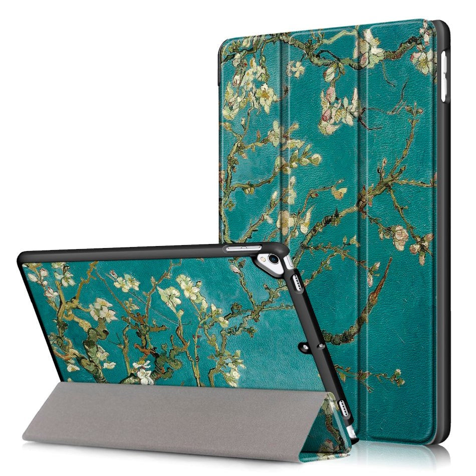 iPad 10,2" (2021 / 2020 / 2019) Skinndeksel m. Tri-Fold - Hvite blomster