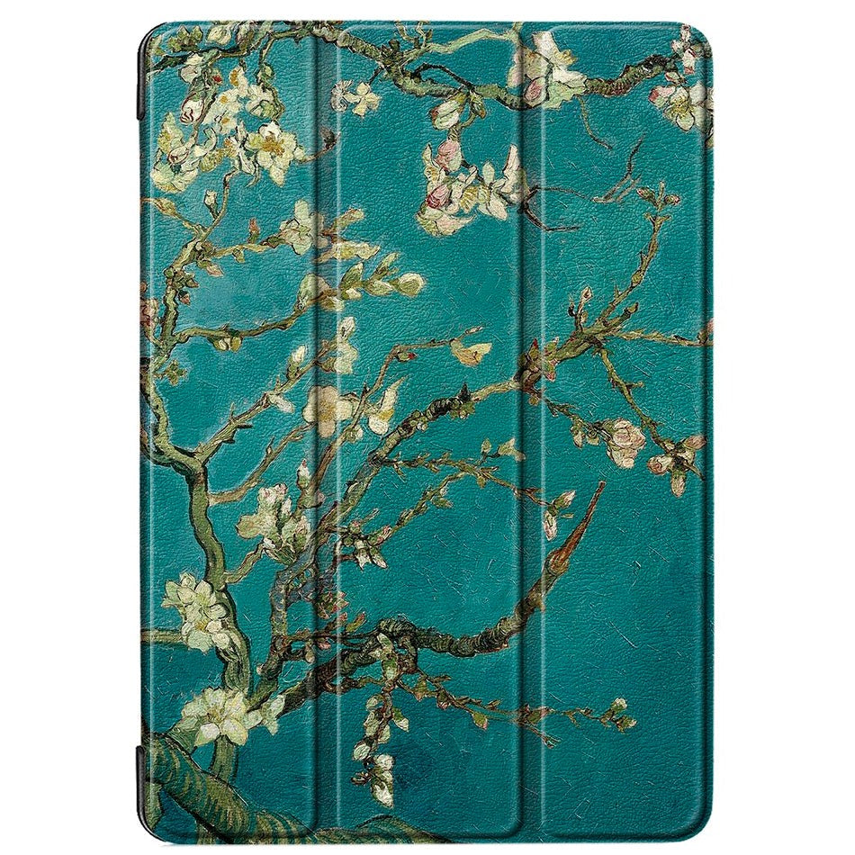 iPad 10,2" (2021 / 2020 / 2019) Skinndeksel m. Tri-Fold - Hvite blomster