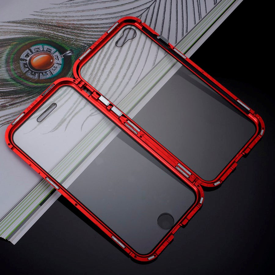 iPhone SE (2022/2020)/8/7 360⁰ magnetisk deksel m. Glass foran og bak - rød