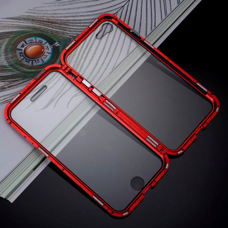 iPhone SE (2022/2020)/8/7 360⁰ magnetisk deksel m. Glass foran og bak - rød