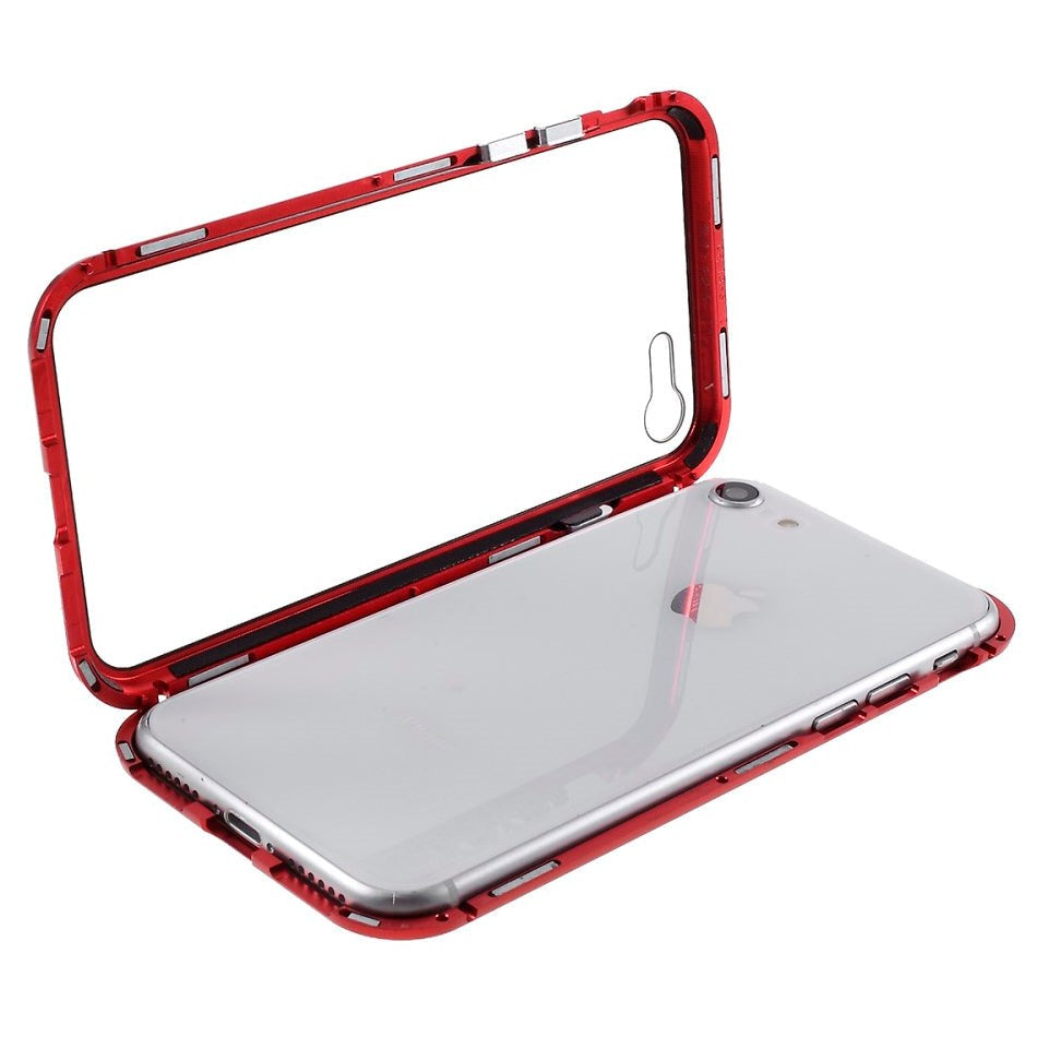 iPhone SE (2022/2020)/8/7 360⁰ magnetisk deksel m. Glass foran og bak - rød