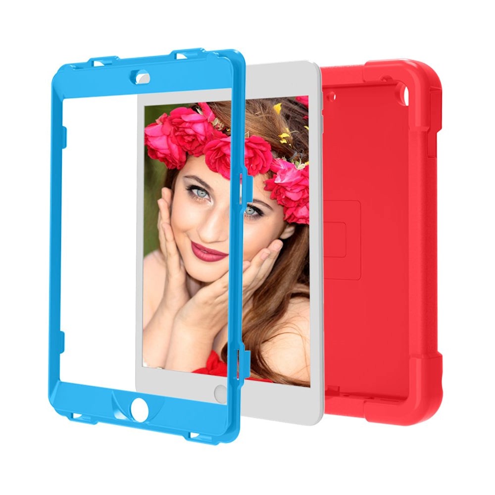 iPad 10,2" (2021 / 2020 / 2019) barnedeksel - m. bærefunksjon og stativ - rød/blå