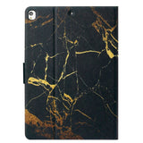 iPad 10,2" (2021 / 2020 / 2019) lærdeksel med stativ og kortholder - svart marmor