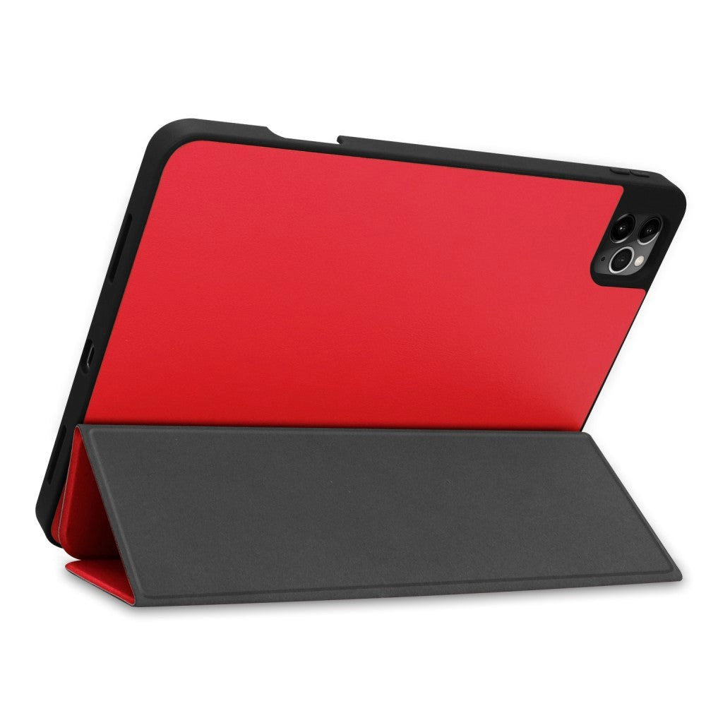 iPad Pro 11" (2022/2021/2020/2018) / iPad Air (2022 / 2020) Tri-fold Læder Cover m. Stander & Wake-Up - Rød