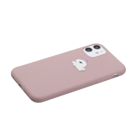 EIDERWOOD iPhone 11 Silikone Cover - Dekorativ Figur - Lyserød / Hund