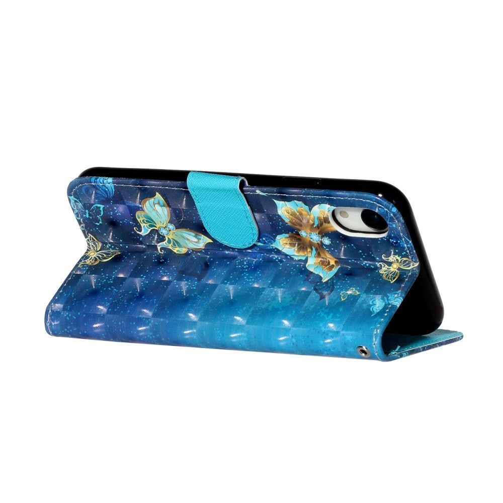 EIDERWOOD iPhone XR Leather Flip Cover m. Veske og stropp - Sommerfugler
