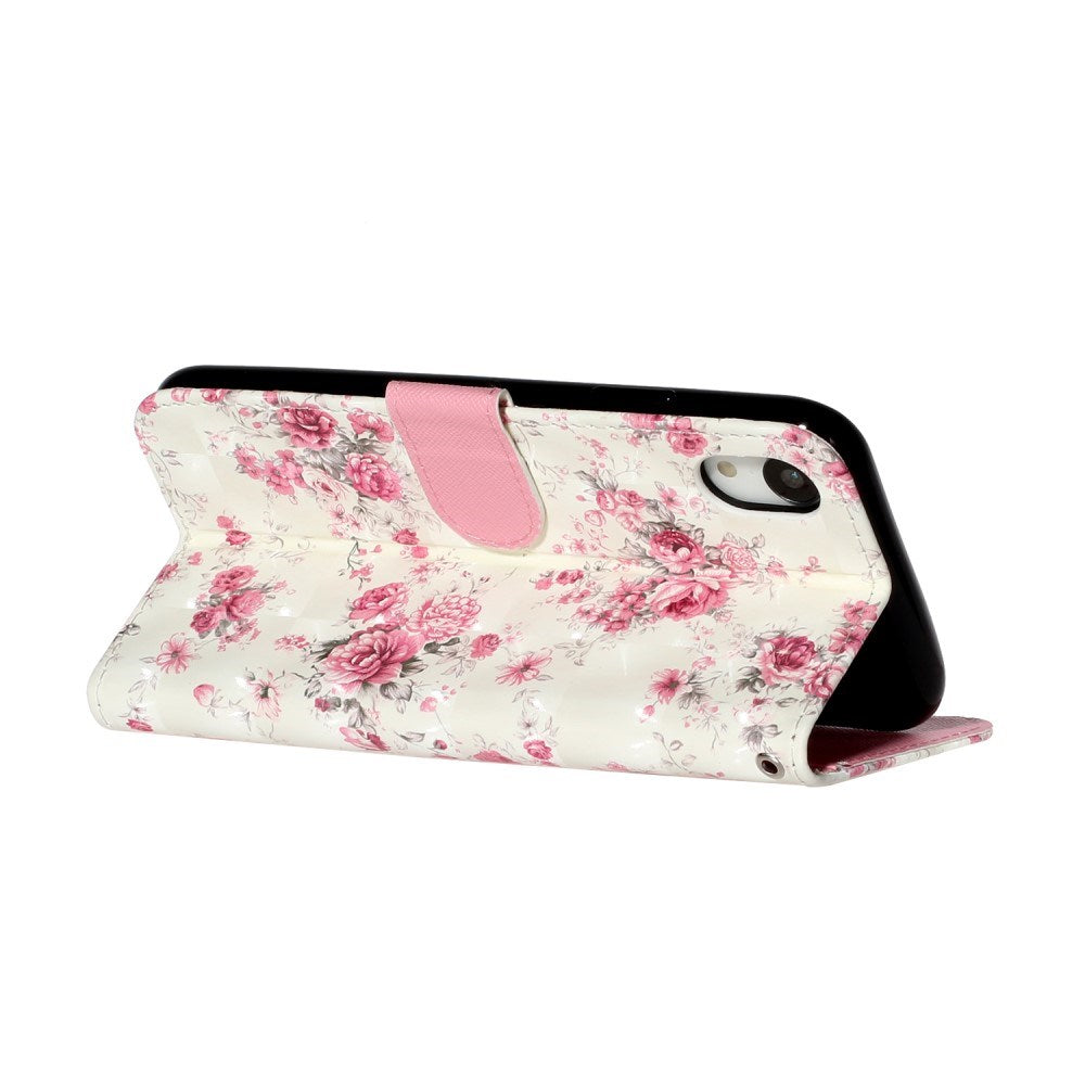 EIDERWOOD iPhone XR Leather Flip Cover m. Veske og stropp - blomster