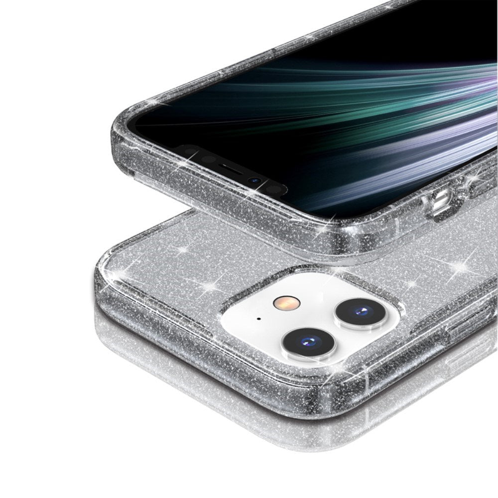 iPhone 12 Mini Cover m. Glimmer - Gennemsigtig / Grå
