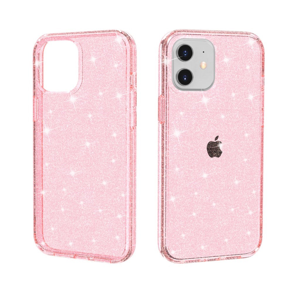 iPhone 12 Mini deksel m. Glitter - Gjennomsiktig / Rosa
