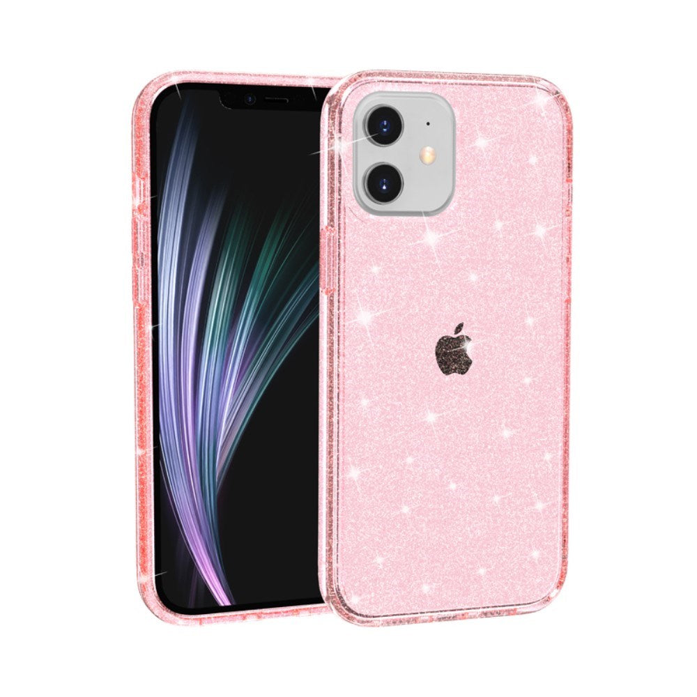 iPhone 12 Mini deksel m. Glitter - Gjennomsiktig / Rosa