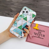 iPhone 12 Pro Max Plast Cover - Blå / Hvid Marmor