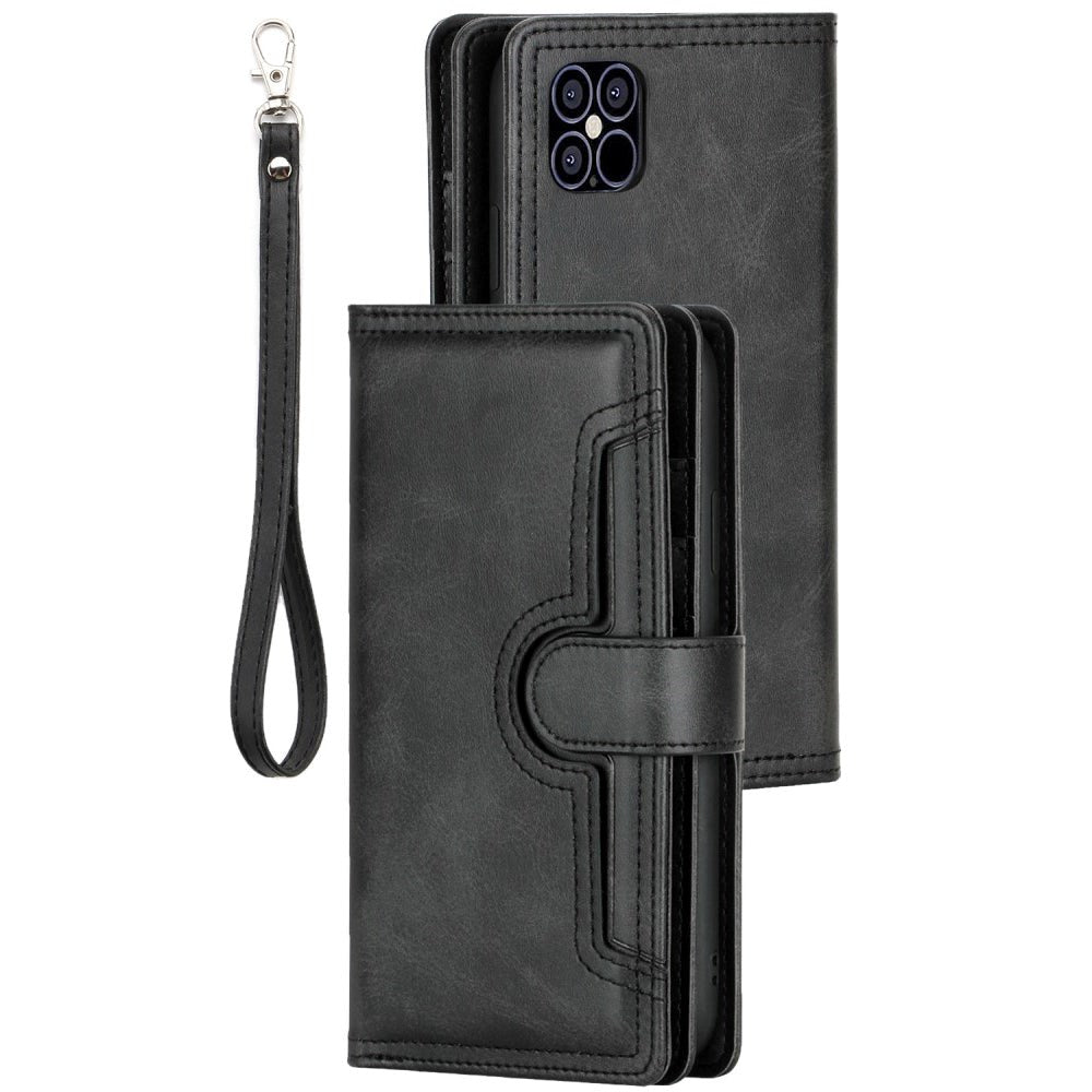 iPhone 12 Pro / 12 Leather Flip Cover m. Stor lommebok - Svart