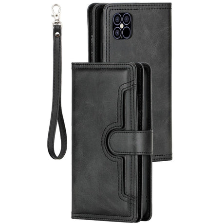 iPhone 12 Pro / 12 Leather Flip Cover m. Stor lommebok - Svart
