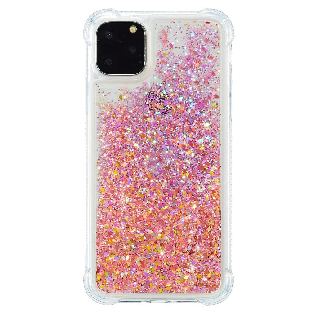 iPhone 12 Mini plastdeksel m. Glitter - Gjennomsiktig / Rosa
