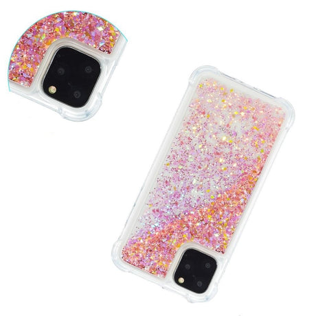 iPhone 12 Mini plastdeksel m. Glitter - Gjennomsiktig / Rosa