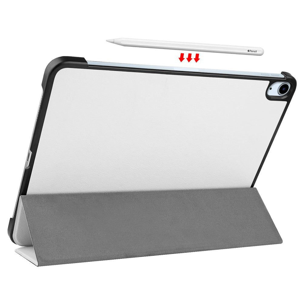 EIDERWOOD iPad Air 10,9-11" (2025-2020) Flip-deksel i lær m. Stylus-pennholder og tri-fold - hvit