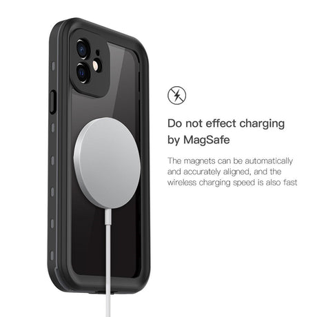 iPhone 12 Redpepper IP68 Vandtæt Case - MagSafe Kompatibel - Sort / Gennemsigtig