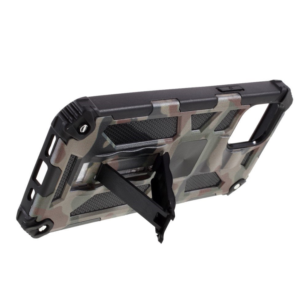 EIDERWOOD iPhone 12 Mini Camouflage Craftsman Bakdeksel m. Stativ - Brun / Grønn