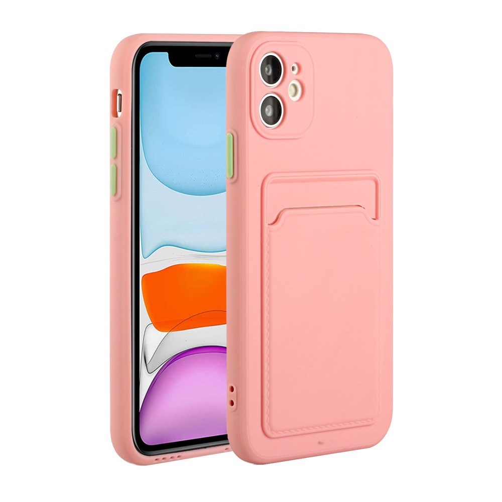 iPhone 12 Mini - EIDERWOOD Fleksibelt plastdeksel m. Kortholder - Rosa