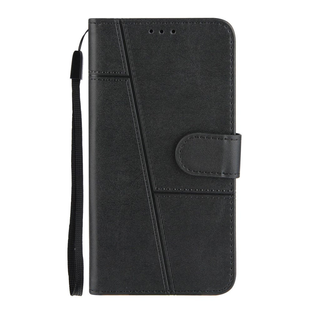 iPhone 8 Plus / 7 Plus Leather Flip Cover m. Lommebok og stropp - Svart
